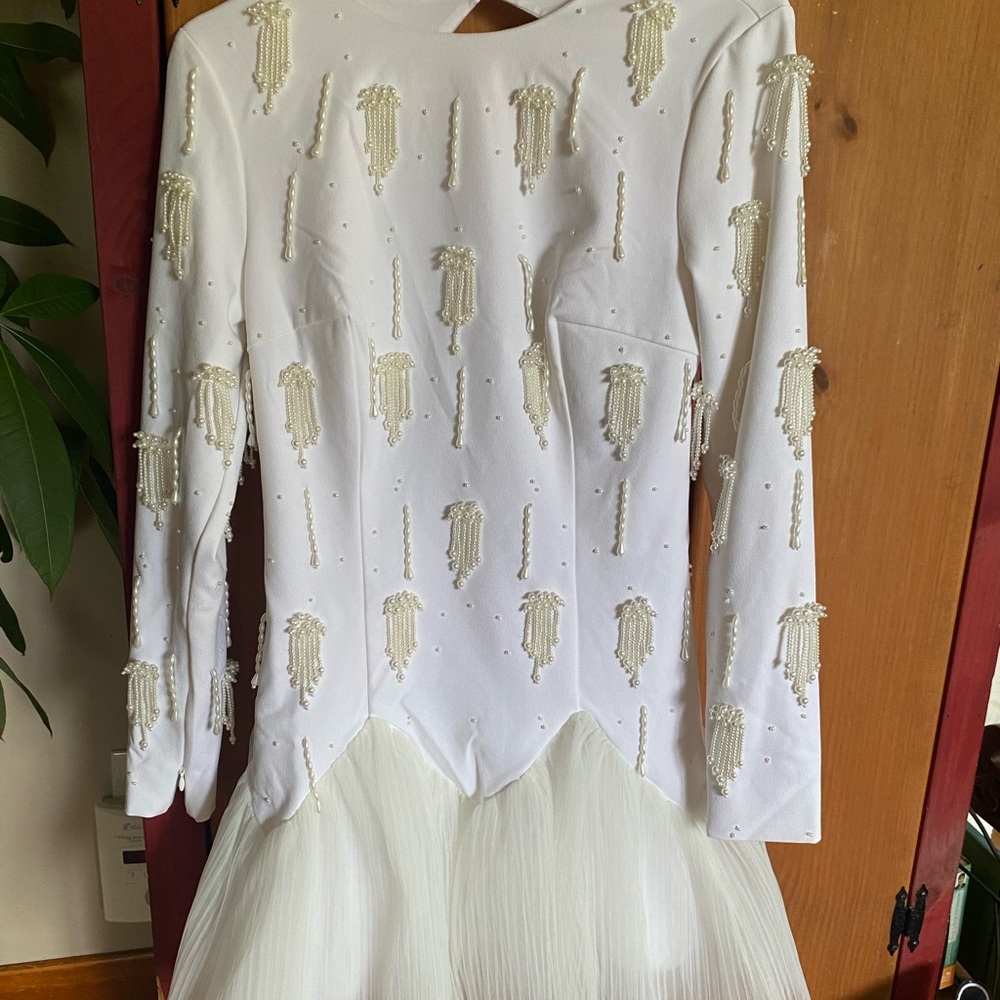 Anthropologie White and Cream Bridal Shower Dress